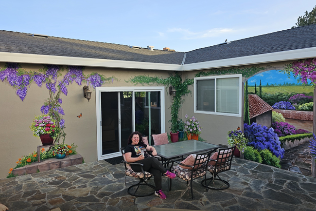 Mediterranean backyard murals