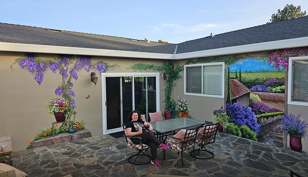 Mediterranean backyard murals
