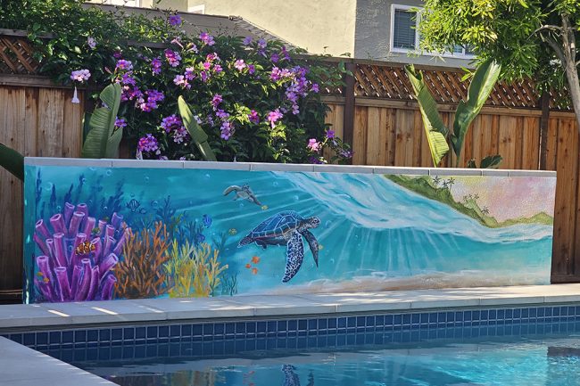 Sea Turtle Mural by the Pool