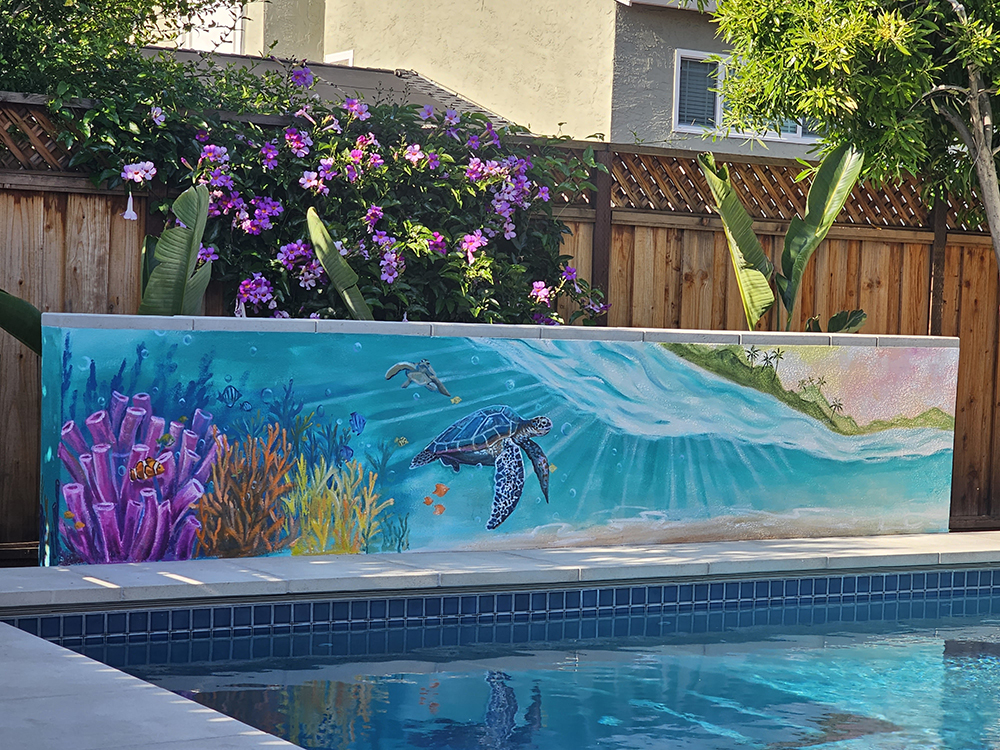 Sea Turtle Mural by the Pool