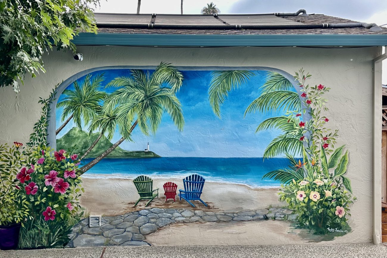 Ocean view on retaining wall ocean view on a retaining wall by a pool