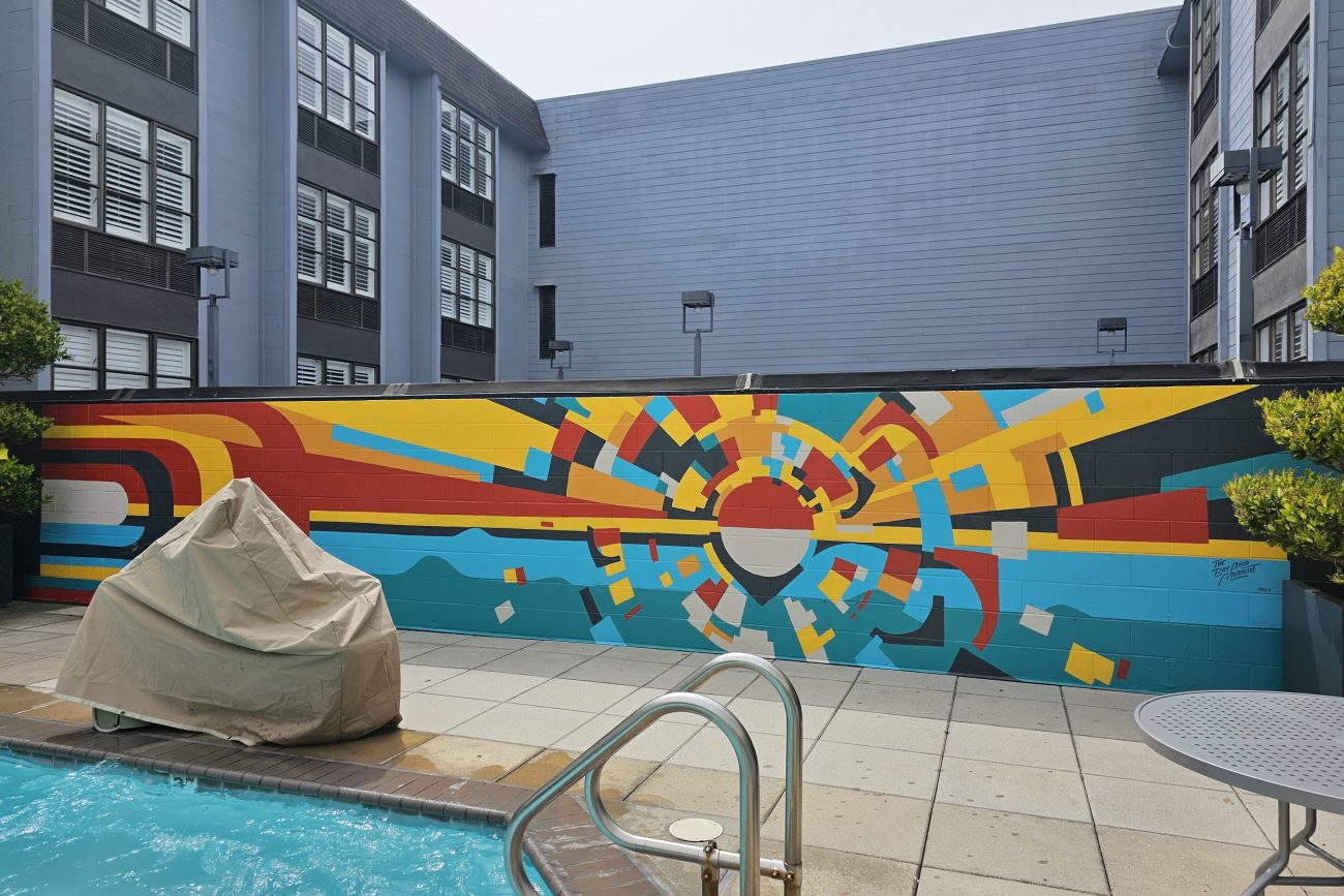 Mural at the poolside of Fisherman's Wharf Hyatt Hotel